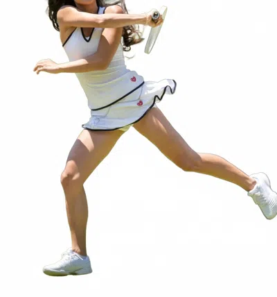 Love Love Tennis Triangle Trim Skirt In White With Black In Multi