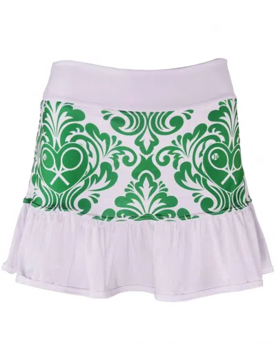 Love Love Tennis Women's Heart Ruffle Tennis Skirt In Green