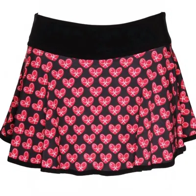 Love Love Tennis Women's Limited O Skirt In Mini Heart On Black In Multi