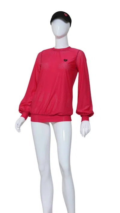 Love Love Tennis Women's Long Sleeve Warm Up Top In Holey Pink In Multi