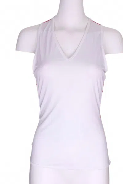Love Love Tennis Women's Mid Heart Mesh Vee Tank In White