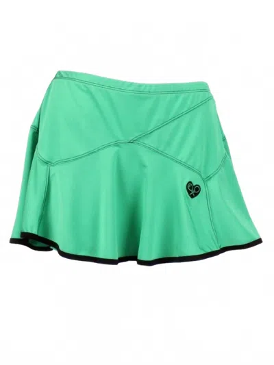 Love Love Tennis Women's Tennis Skirt With Black Trim In Triangle Green