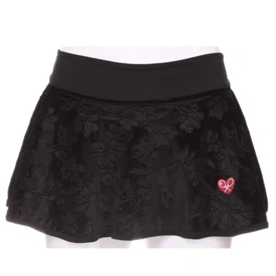 Love Love Tennis Women's Velvet Love Tennis Skirt In Flower Black