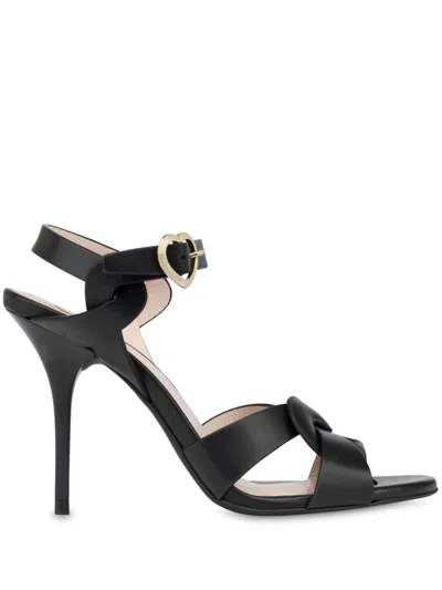 Love Moschino 100mm Leather Sandals In Black