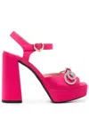 Love Moschino 130mm Logo-plaque Bow Sandals In Pink