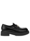 Love Moschino Heart Logo Brushed Calfskin Loafers In Black