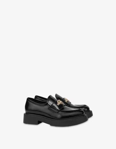 LOVE MOSCHINO ABRASIVE CALFSKIN MOCCASINS CITY LOVE