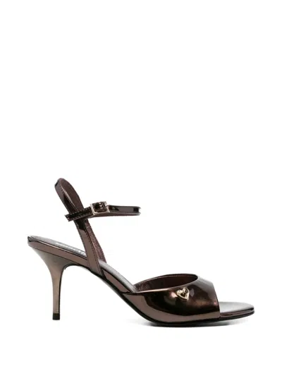 Love Moschino Ankle Strap Sandals In Burgundy