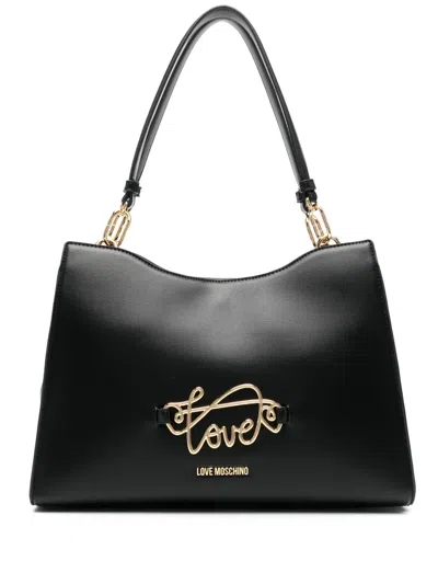 Love Moschino Appliqué-detail Tote Bag In 黑色