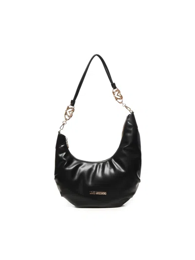 Love Moschino Asymmetrical Hobo Bag In Black
