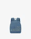Love Moschino Backpack In Denim With Patch Logo In Dark Denim
