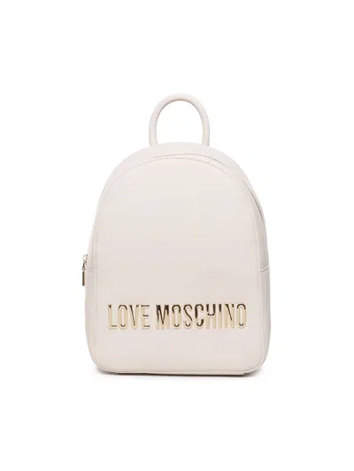 Love Moschino Backpack With Logo In Ivory