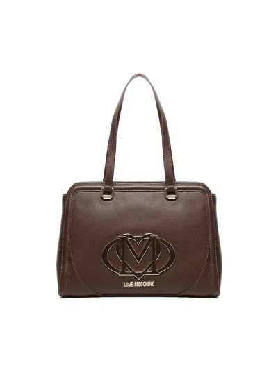 Love Moschino Bag With Large Logo In Brown