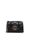 Love Moschino Black Quilted Embossed Shoulder Bag In Black