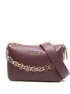 Love Moschino Structured Shoulder Bag With Playful Gold-tone Chain In Purple