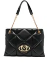 Love Moschino Quilted Black Shoulder Bag With Gold-tone Accents In Black