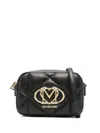 Love Moschino Quilted Black Faux Leather Crossbody Bag With Logo Plaque In Black