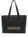 Love Moschino Black Tote Bag With Zip Closure In Black