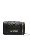 Love Moschino Quilted Black Shoulder Bag With Chain Strap In Black