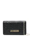 Love Moschino Quilted Black Shoulder Bag With Chain Strap In Black