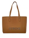 Love Moschino Camel Brown Top Zip Shopper In Brown