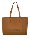Love Moschino Camel Brown Top Zip Shopper In Brown