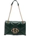 Love Moschino Logo-plaque Quilted Shoulder Bag In Green