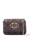 Love Moschino Violet Quilted Shoulder Bag With Gold Accents In Blue