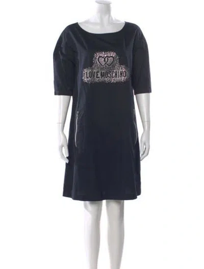 Pre-owned Love Moschino Bateau Neckline Mini Dress In Blue