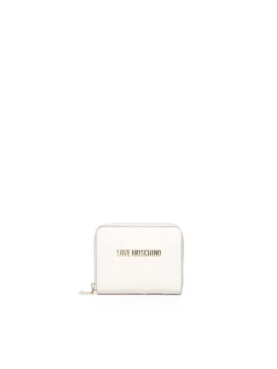 Love Moschino Bi-fold Wallet With Logo In White