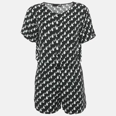 Pre-owned Love Moschino Black Drop Print Short Sleeved Playsuit M