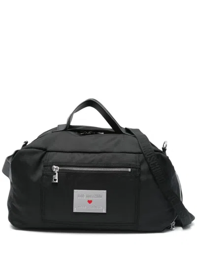 Love Moschino Black Fabric Travel Bag With Zip Pocket