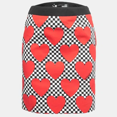 Pre-owned Love Moschino Black Hearts Print Cotton Mini Skirt S