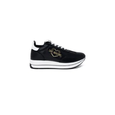 Love Moschino Black Leather Low Top Trainers