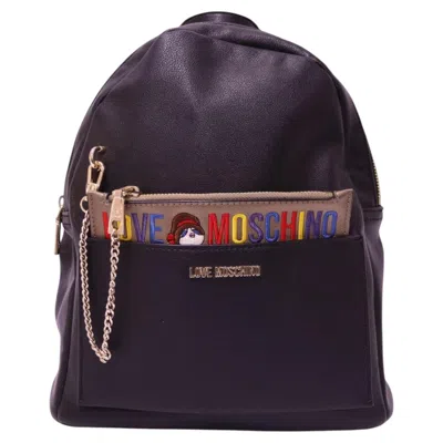 Pre-owned Love Moschino Black Multicolor Logo Backpack