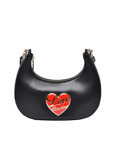 Love Moschino Black Polyurethane Crescent Shoulder Bag