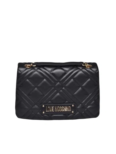 Love Moschino Black Polyurethane Quilted Shoulder Bag