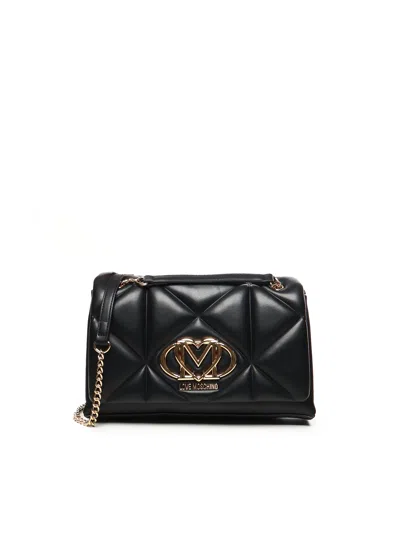 Love Moschino Black Quilted Embossed Shoulder Bag