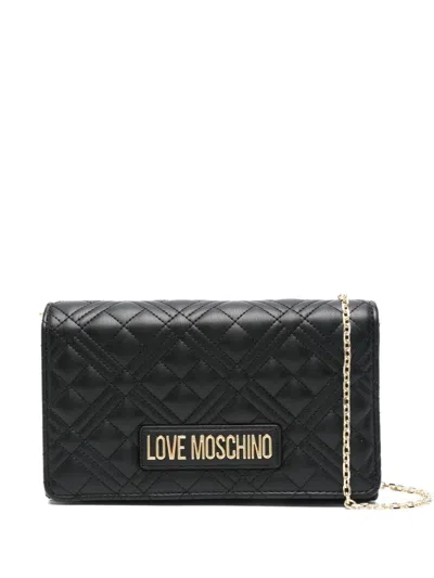 LOVE MOSCHINO BLACK QUILTED SHOULDER BAG LOVE MOSCHINO