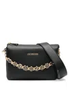 Love Moschino Calfskin Crossbody Bag Dangling In Black