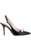 Love Moschino Patent Slingbacks Sleek Bow