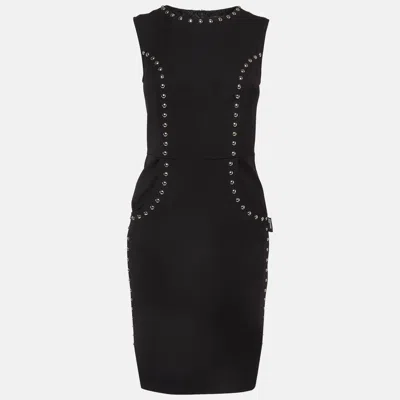 Pre-owned Love Moschino Black Studded Gabardine Sheath Dress S