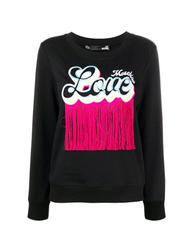 Love Moschino Black Sweatshirt With "love" Embroidery