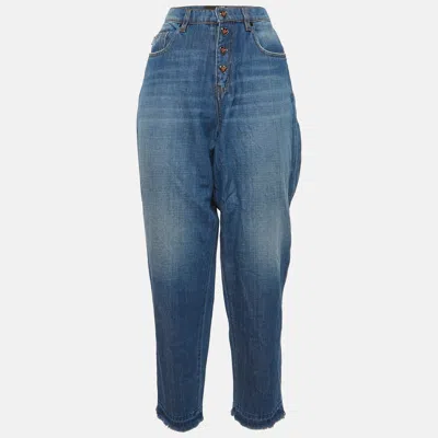 Pre-owned Love Moschino Blue Denim Distressed High Rise Jeans M/waist 29"