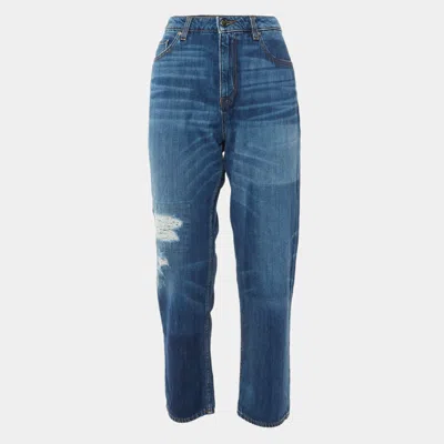 Love Moschino Blue Distressed Denim Regular Fit Jeans M/waist