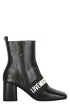 Love Moschino Woman Ankle Boots Black Size 8 Leather In Black