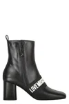 Love Moschino Woman Ankle Boots Black Size 8 Leather In Black