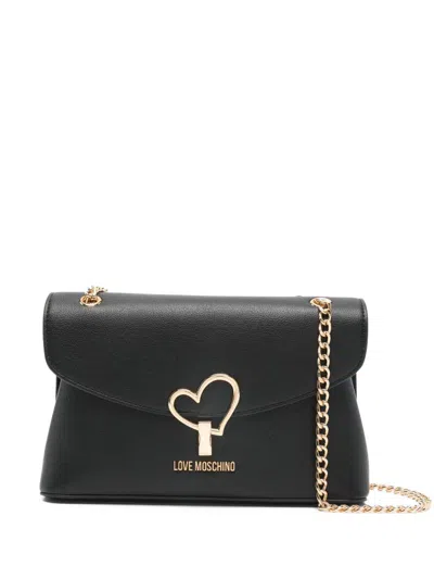 Love Moschino Borsa Nera In Ecopelle Con Catenina Dorata E Chiusura A Cuore  In Black