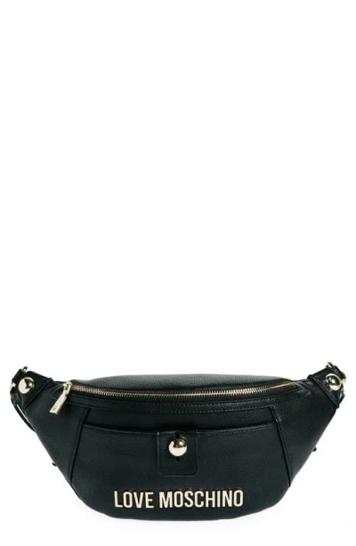 Love Moschino Borsa Nero Faux Leather Belt Bag In Black
