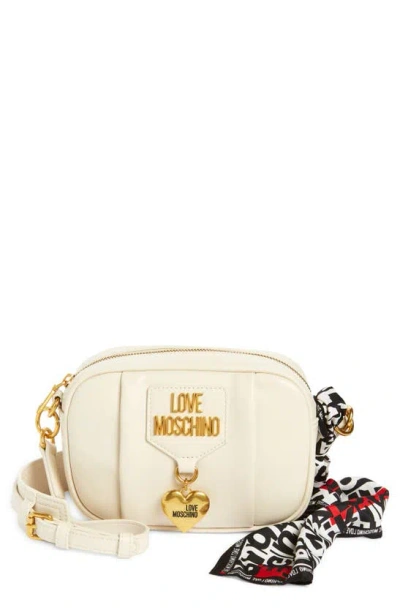 Love Moschino Borsa Nero Faux Leather Crossbody Bag In Ivory